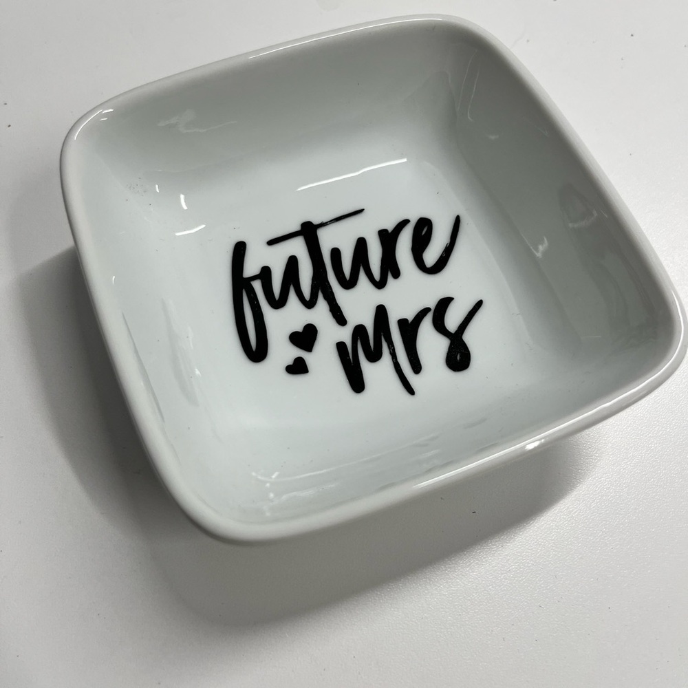 Future Mrs Ring Dish | White Ceramic Jewelry Tray 4x4 Gift